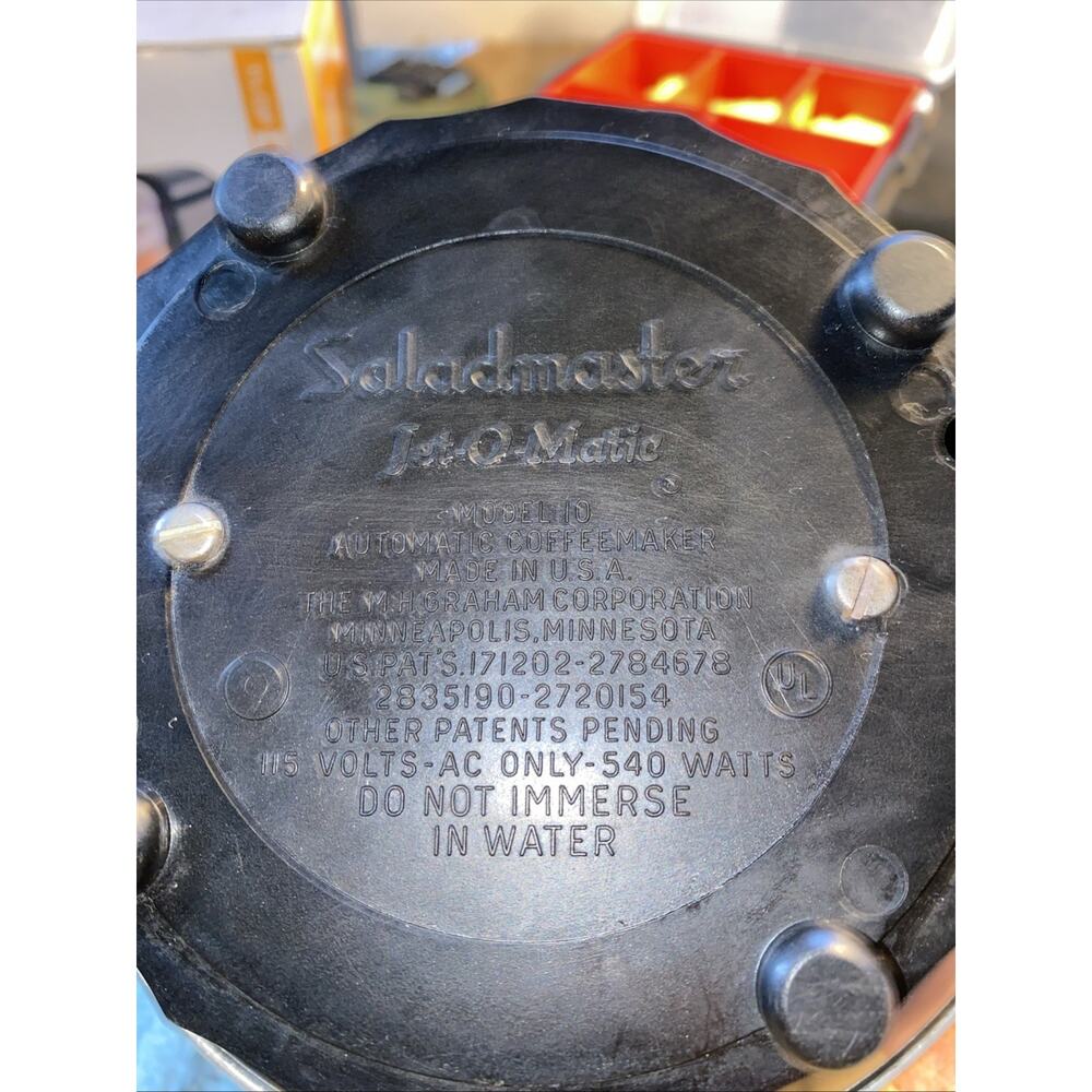 Saladmaster Jet-O-Matic Model 10 Automatic Electric Coffee Percolator Maker - Picture 4 of 4